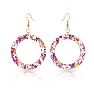 Sparkling‎ Glitter Hoop Earrings Circle Dangle Drop Festive Party Jewelry
